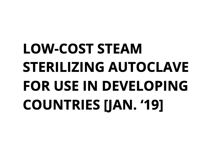 Low-Cost Steam Sterilizing Autoclave
